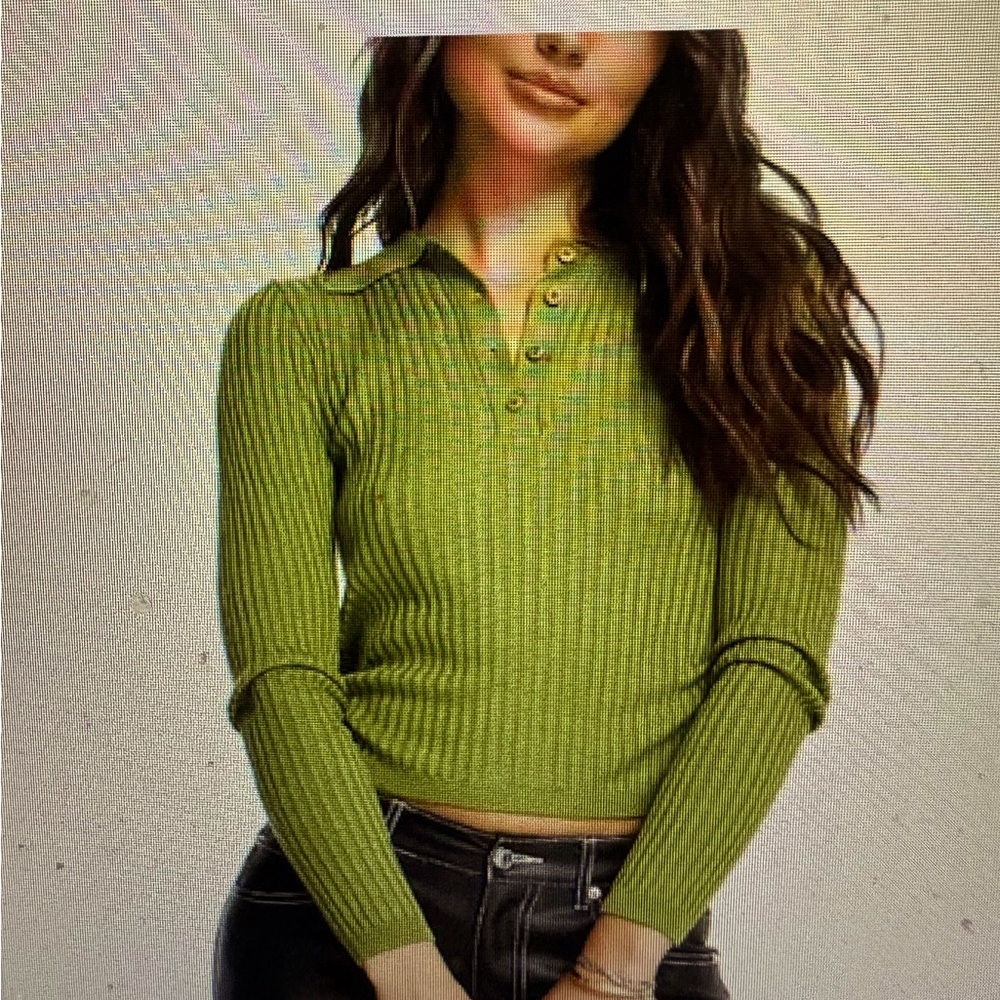TOPSHOP Rib Long Sleeve Polo - NWT!  Never worn!